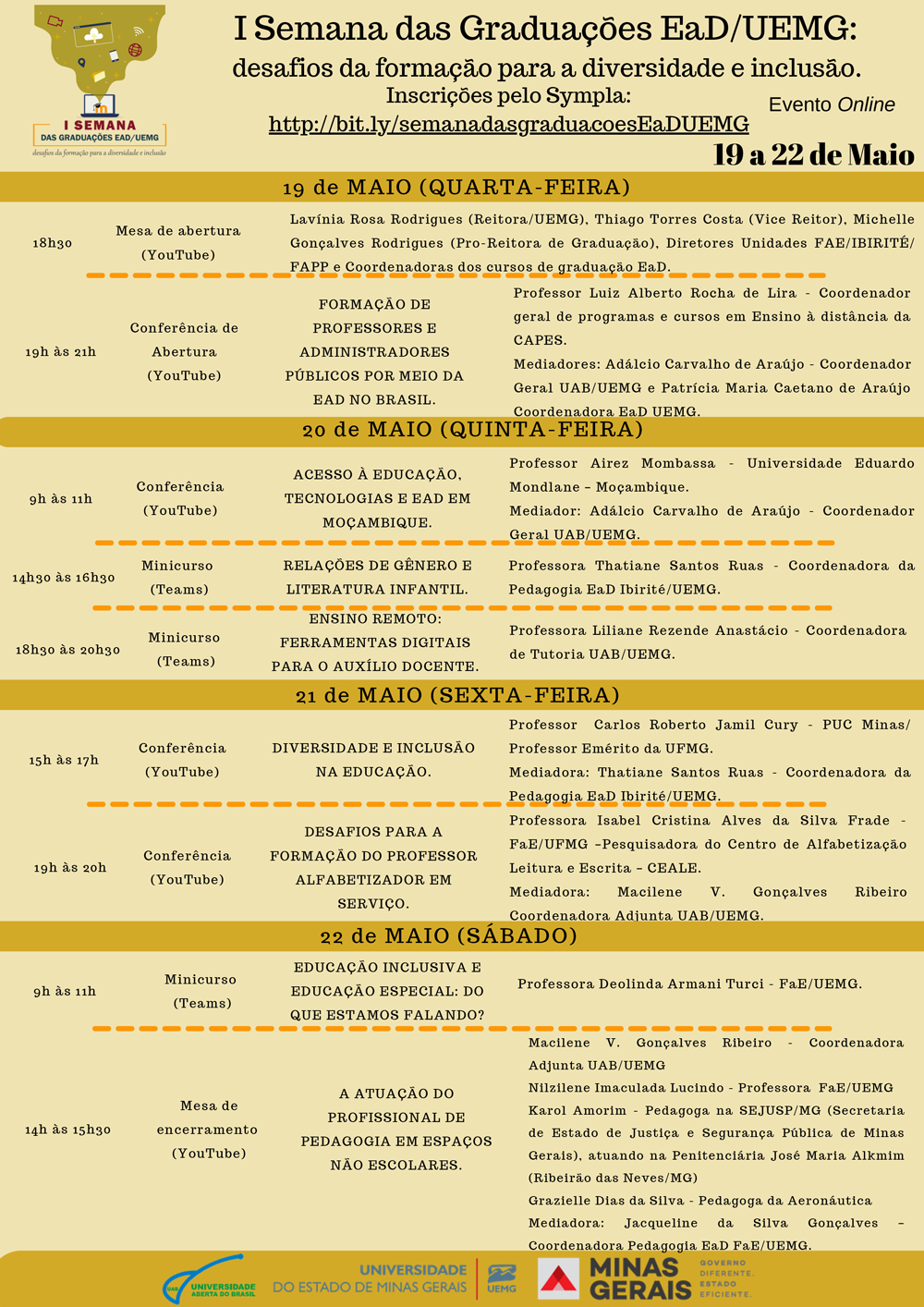 I Semana das Graduações EaD/UEMG: desafios da formação para a diversidade e inclusão